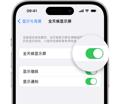 畜禽良种场苹果15预约维修分享iPhone15如何设置全天候显示屏幕可见 